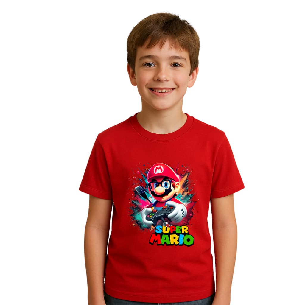 Camiseta Infantil  Super Mario Camiseta Infantil Masculino Blusa Infantil Estilosa 100% Algodão Preminum