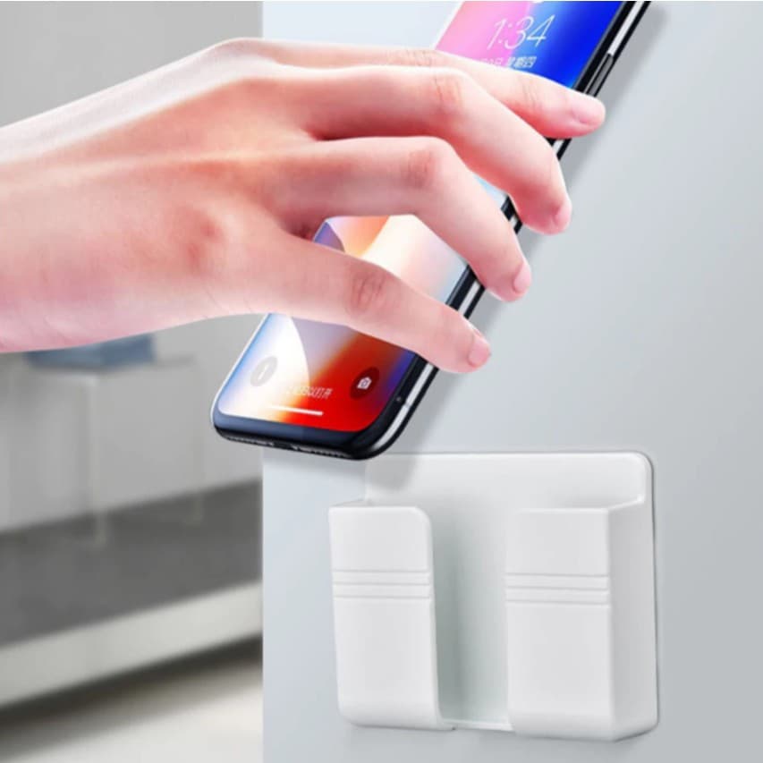 Suporte Celular Parede Para Carregar Multiuso Controle Branco