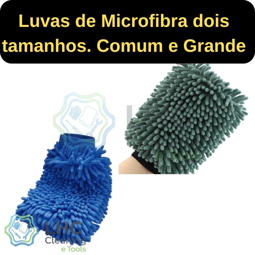 Luva de Microfibra dois tamanhos. Lavagem automotiva 1, 2 e 3 Unidades