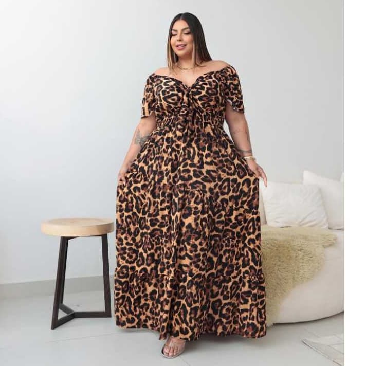 Vestido Longo Feminino em Decote V de Amarrar Liso e Estampado lastex Saia 3 Marias
