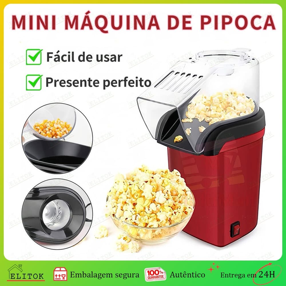 Pipoqueira Elétrica Máquina de Fazer Pipoca Sem Óleo Popcorn Maker 110v 220v Compacta Rápida Envio Imediato