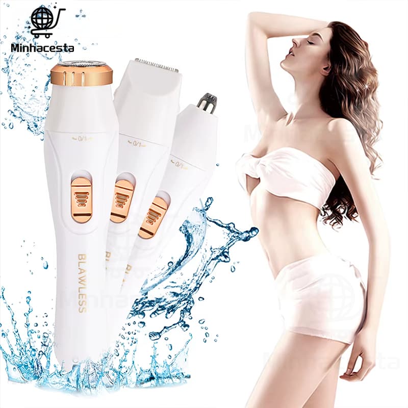 Depiladora Elétrica 3 em 1 Recarregável Multifuncional para Barbear Corporal e Facial Portátil M1