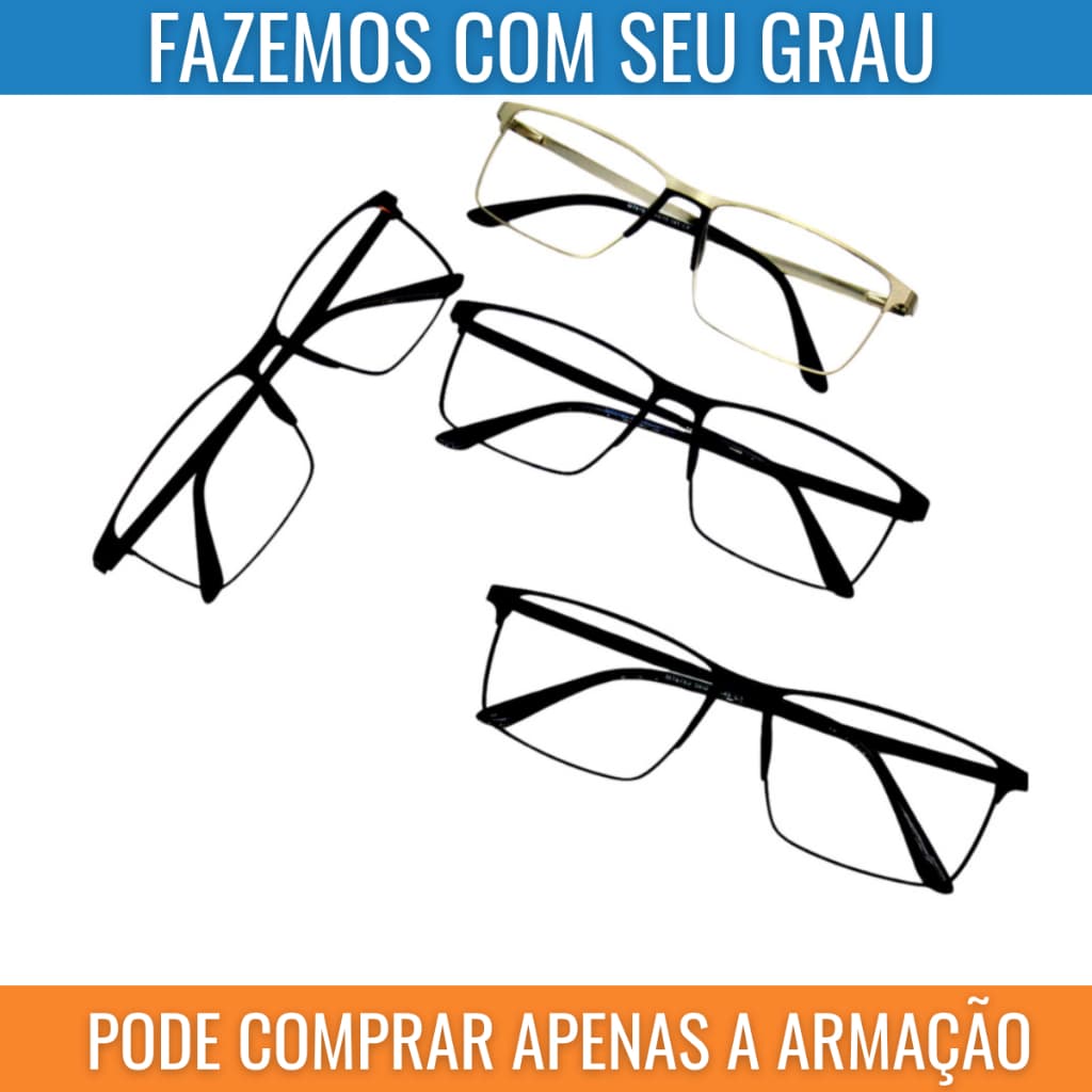 Armação Masculina Para Óculos de Grau Esportiva 100% Titânio Hype