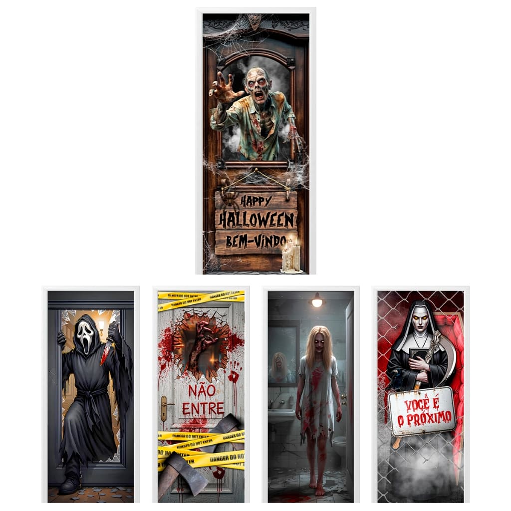 Capa de Porta Halloween Decoração de Terror Veste Fácil 0,85x2,10 Mt