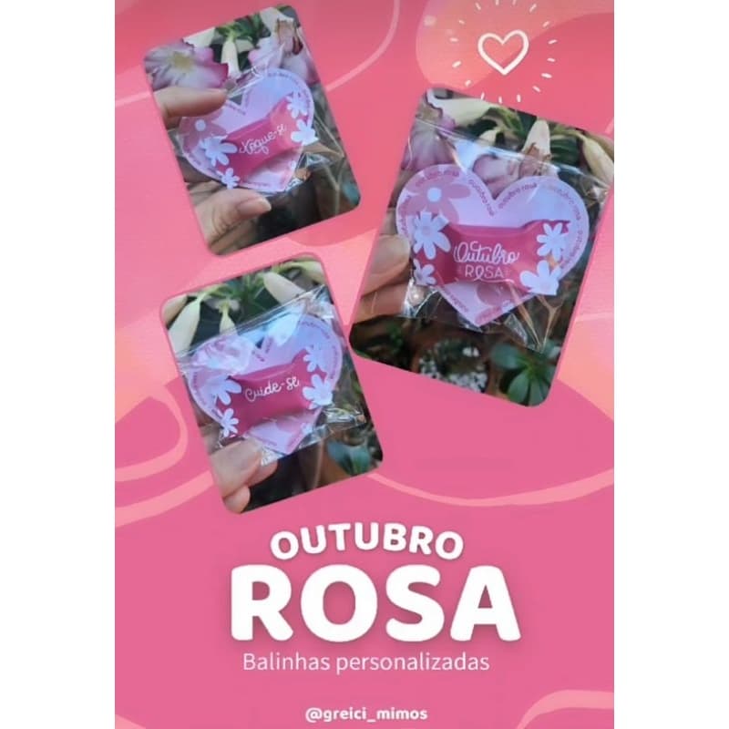 Balinha personalizada outubro rosa/ mimos/ lembrancinhas- 46 unidades