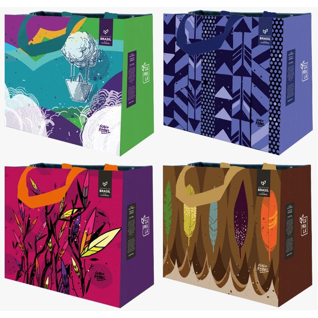 Sacola Retornável Ráfia Ecobag GRANDE B4u CáPraLá Artistas do Brasil