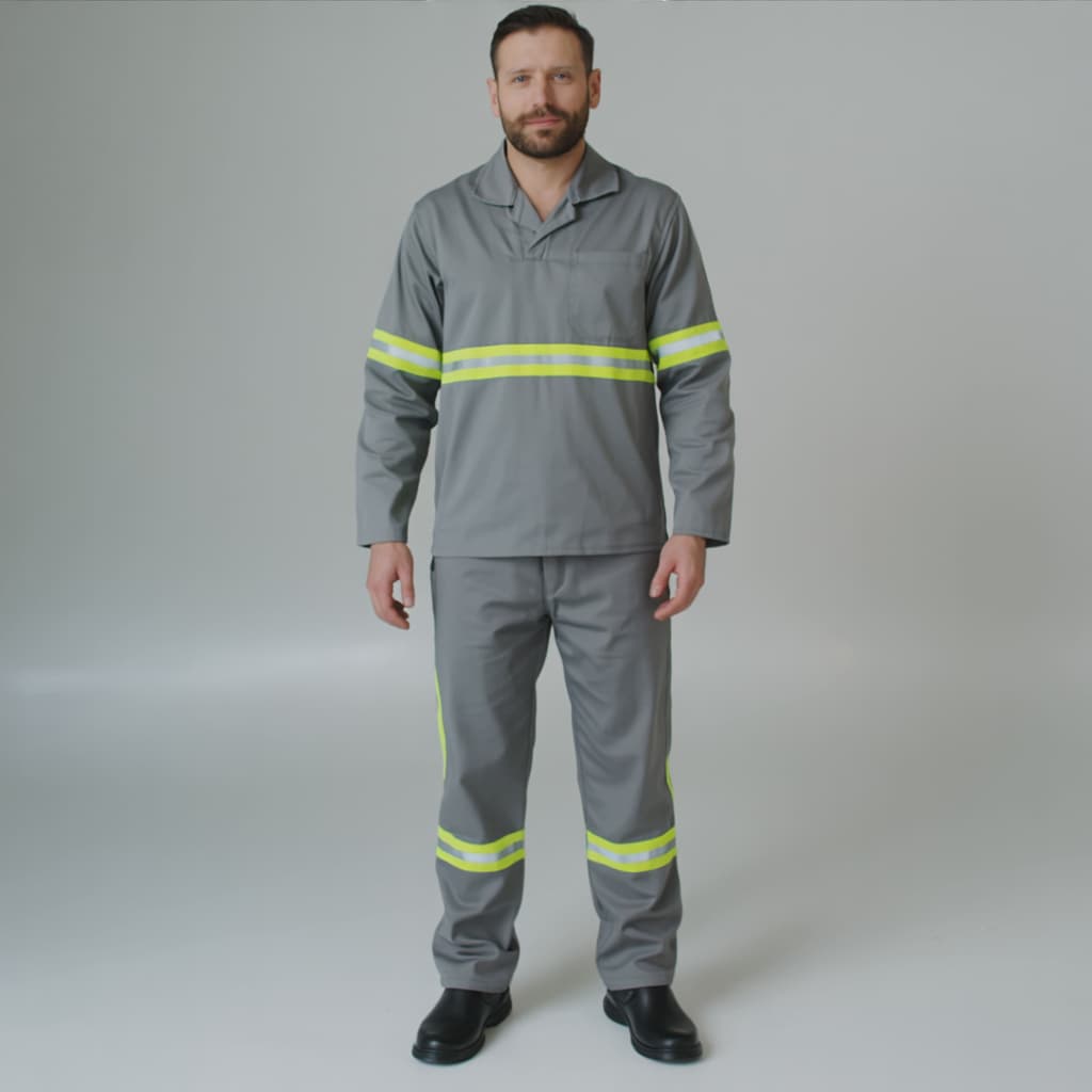 Conjunto Calça Camisa Italiana Manga Longa Brim Refletivo Uniforme Profissional para Trabalho