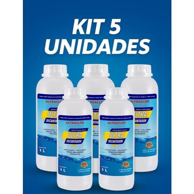 Kit 5 Unidades de Clarificante Decantador Floculante Ultraclor 1 Litro