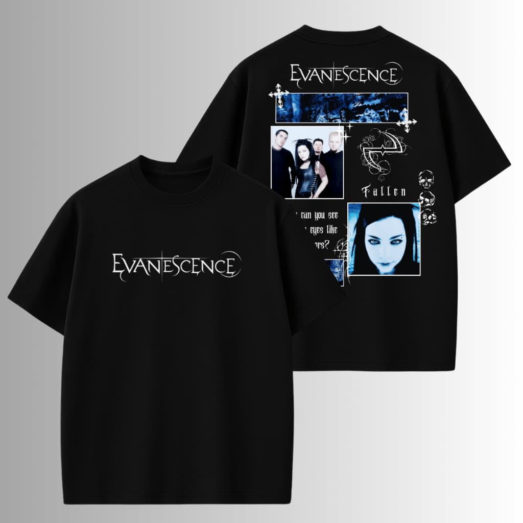 Camiseta Oversized Evanescence Álbum Fallen Rock Alternativo Blusa Casual Unissex 100% Algodão
