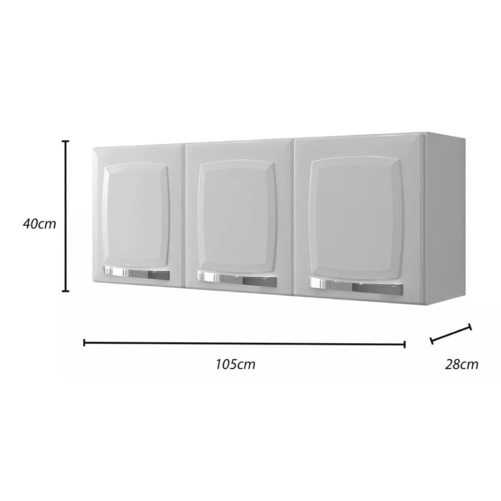 Armário Aéreo Itatiaia 105cm Rose 3 Portas Aço Pintura Eletrostática