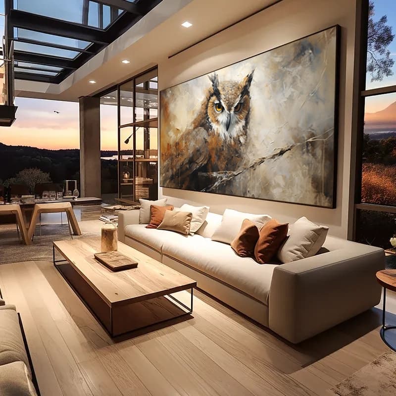 Quadro Decorativo Coruja Pintura Luxo