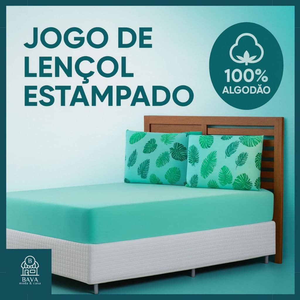 Kit 5 Peças Lençol Queen Bergamo Jogo de Lençol de Malha 100% Algodão C/ Elástico e Fronha Estampado
