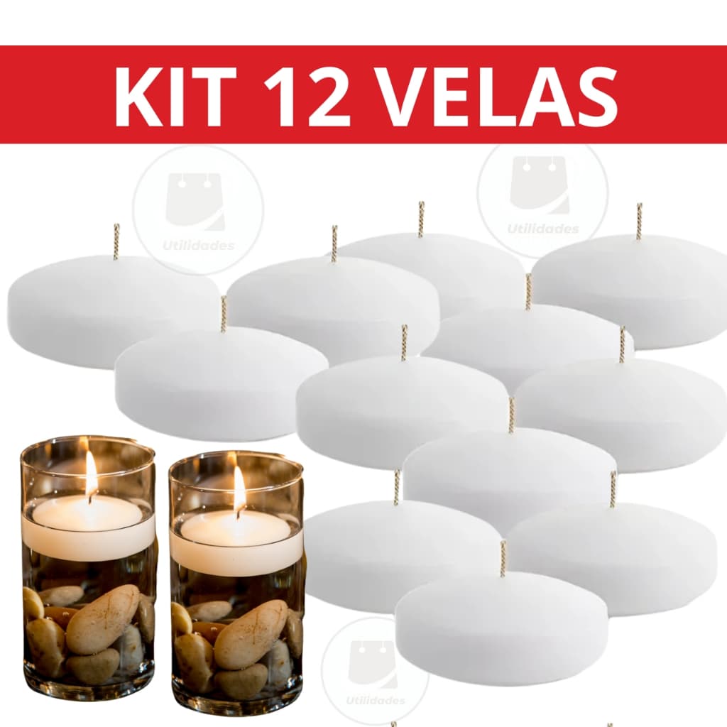 Velas Flutuante Decoração Casamento Piscina Festas  Kit 12 Unidades