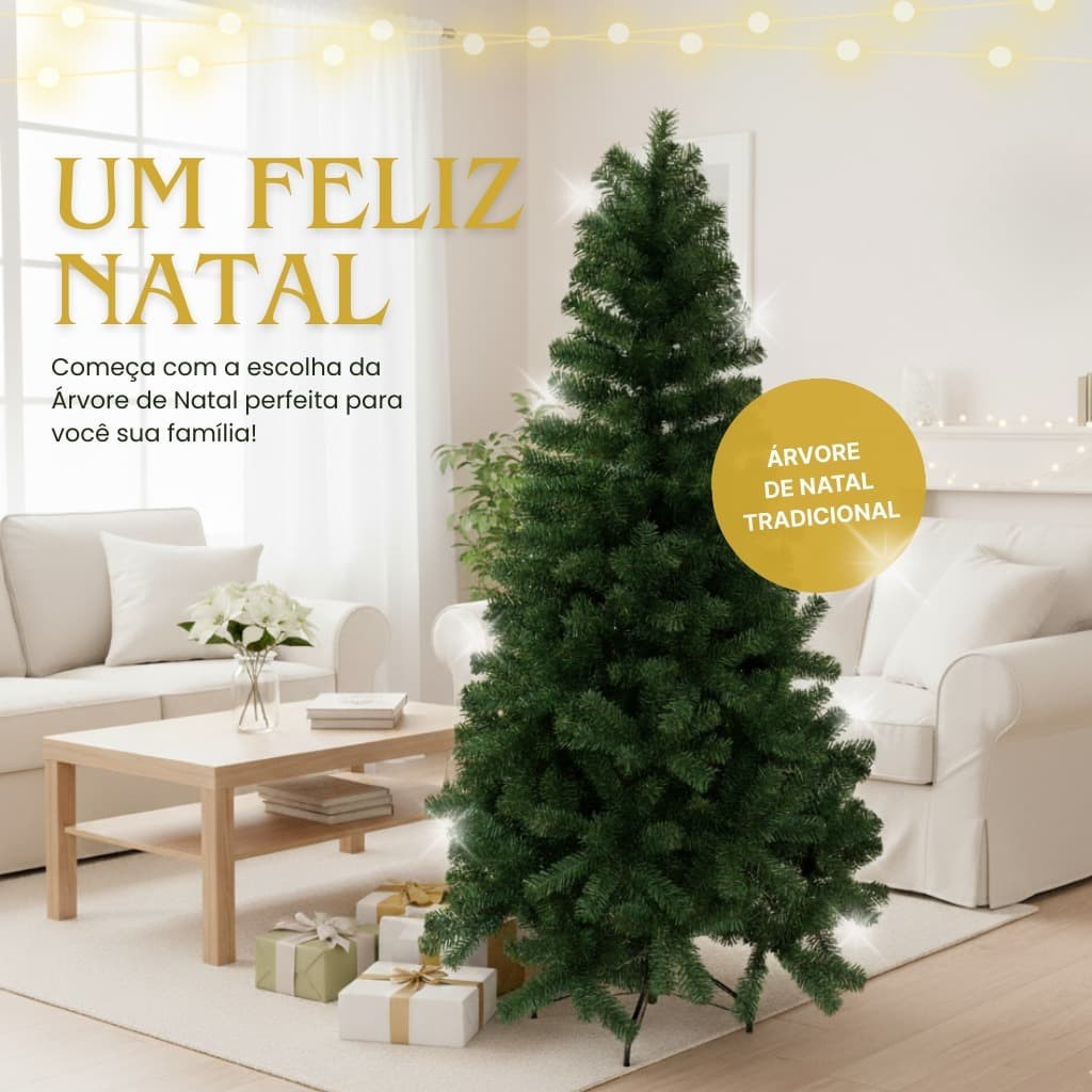Árvore de Natal Tradicional Verde – Modelos 180 cm 834 Galhos, 210 cm 600 Galhos