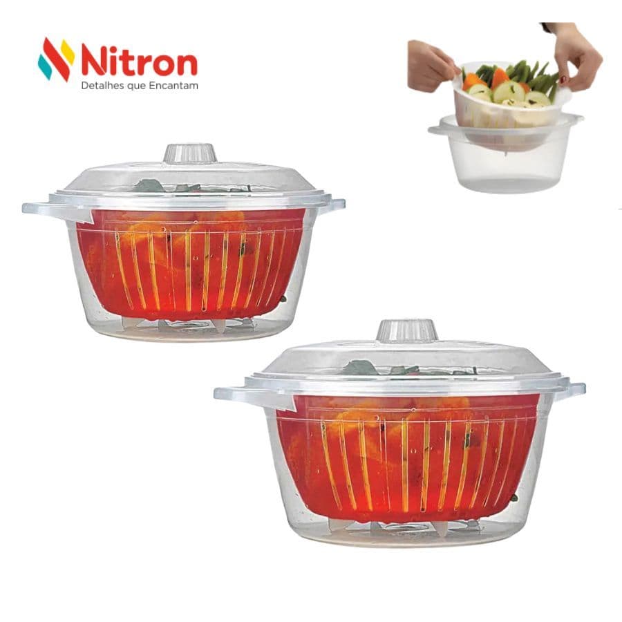 Panela Legumix Para Cozimento A Vapor Microondas 2,6 L Com Cesto Interno Nitron