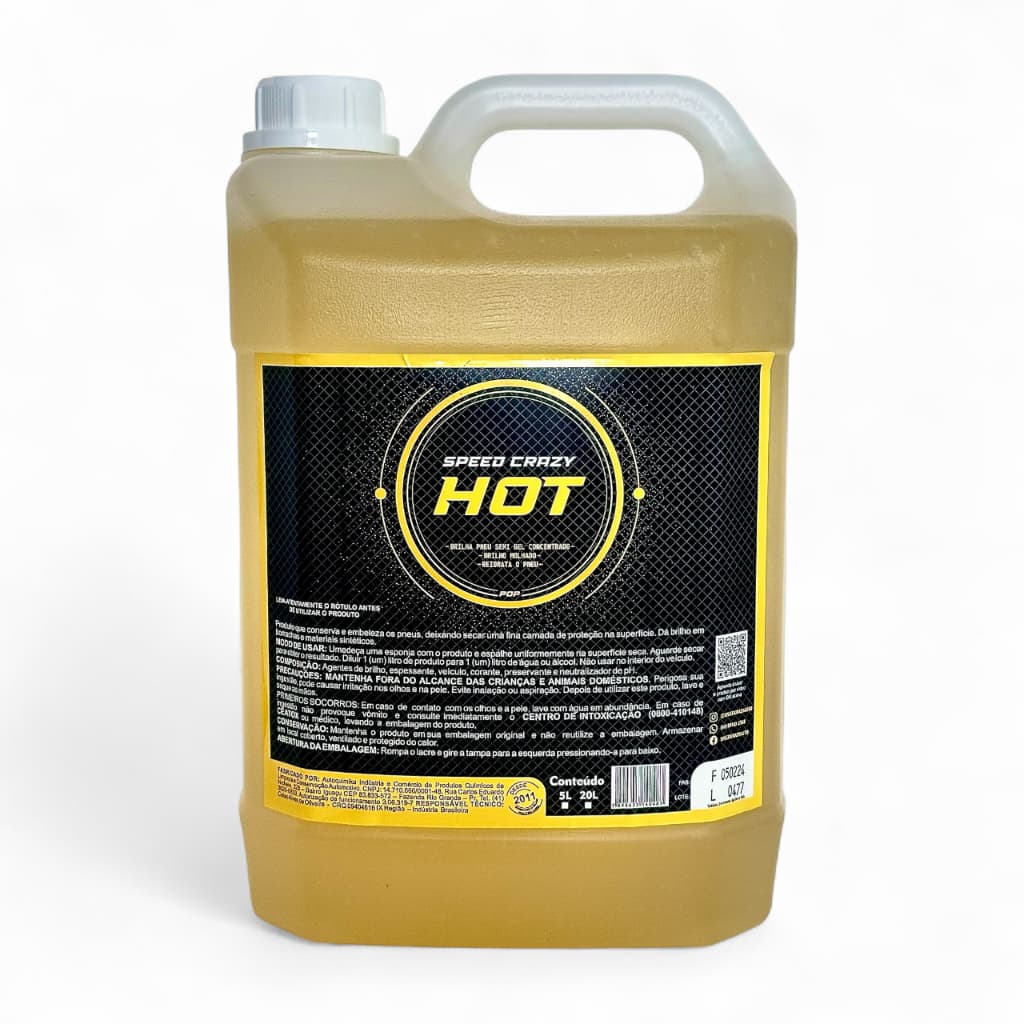 Pretinho HOT Concentrado 5L Speed Crazy Efeito Molhado Profissional Revitaliza e Protege Pneus