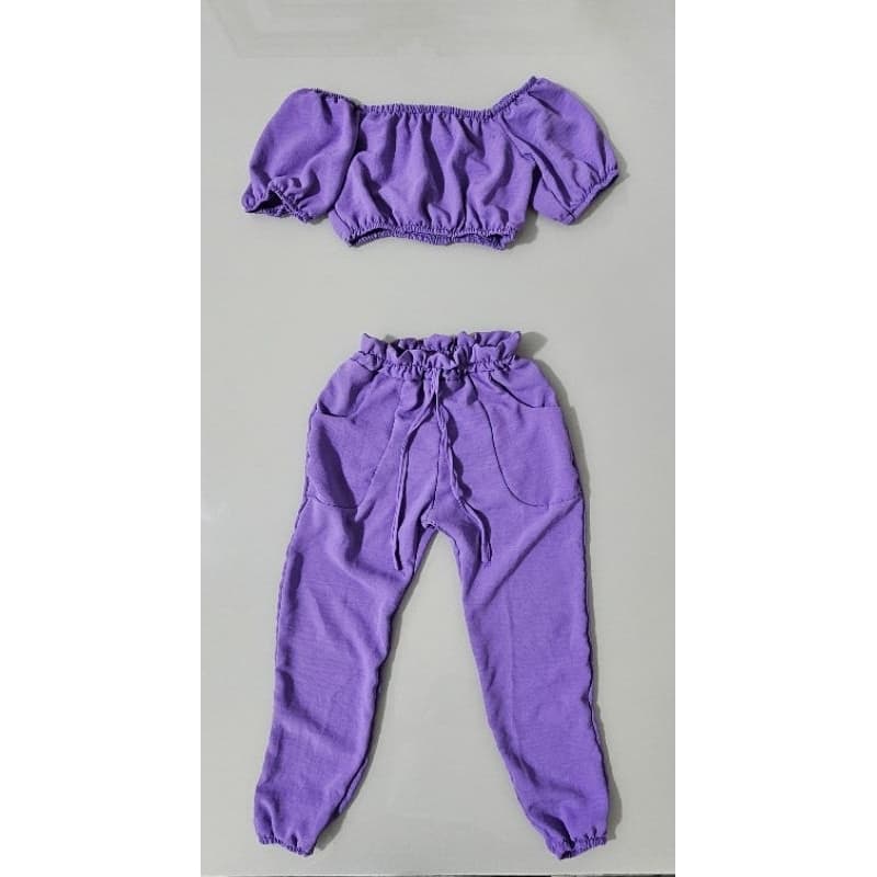 Conjunto Infantil Menina Moda Lilás Calça e TOP