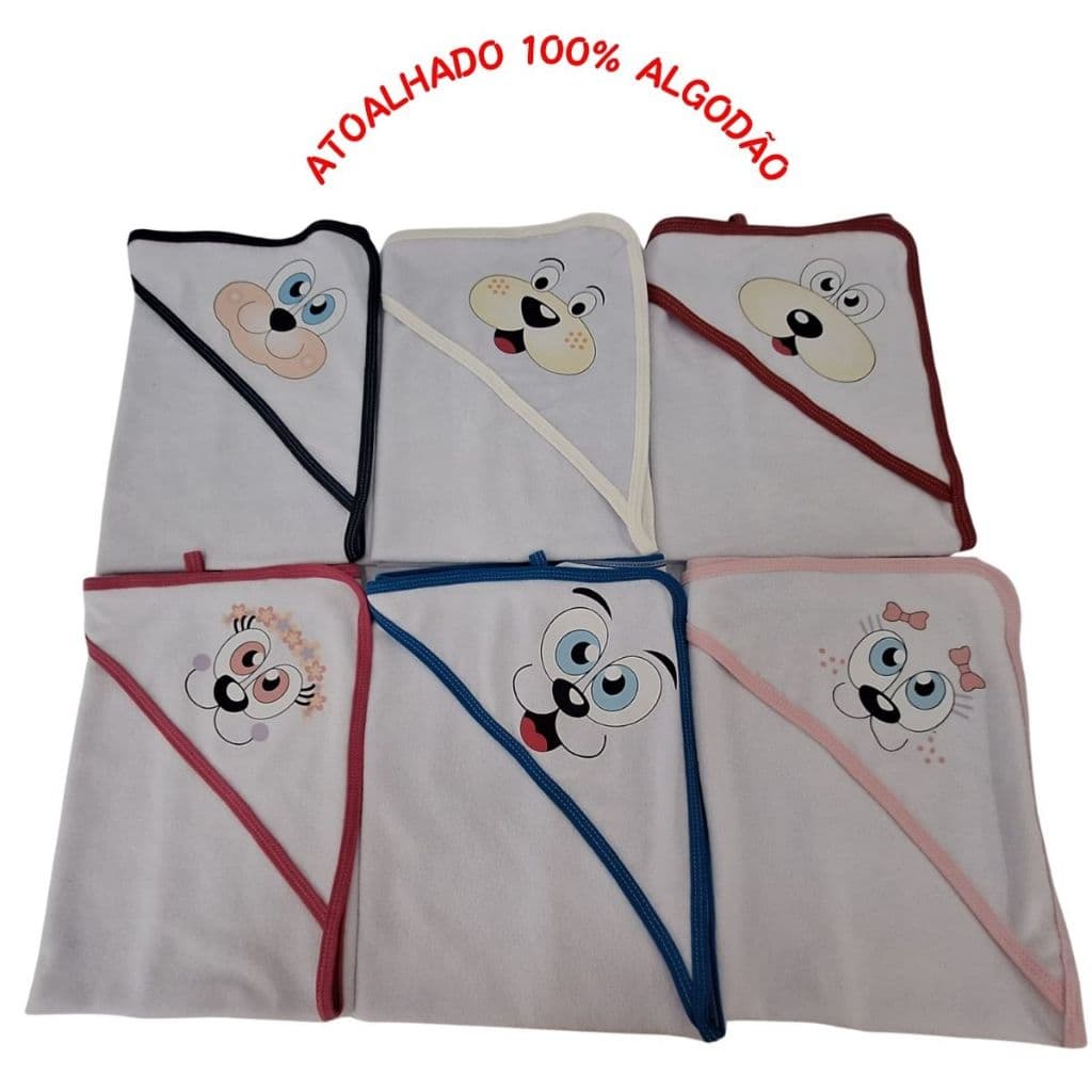 Toalha De Banho Bebe Kit Com 2 Unidades Estampas Divertidas