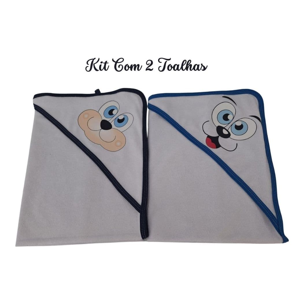 Toalha De Banho Bebe Kit Com 2 Unidades Estampas Divertidas