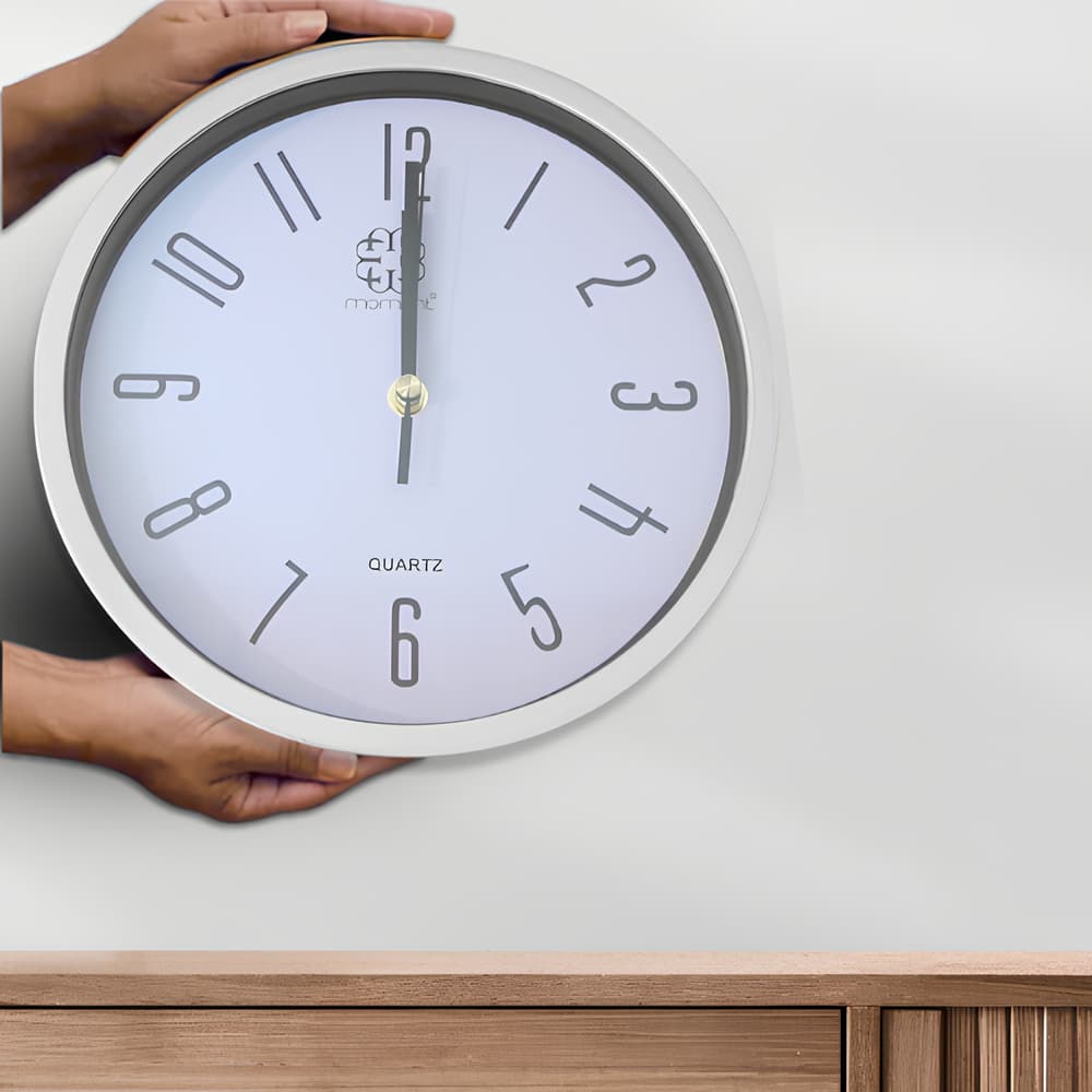 Relógio de Parede Redondo Cinza 26cm Quartz Silencioso Moderno Tendencia Alta Qualidade Estruturado