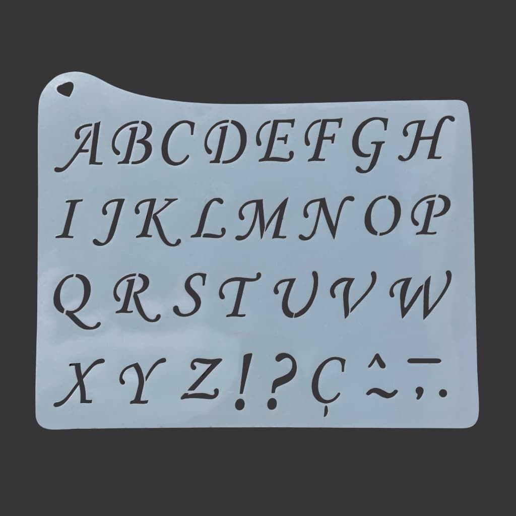 Stencil Molde Vazado Alfabeto Abecedário Letras Maiúsculas 25x30 Pintura de Maquete Escrita Cadernos