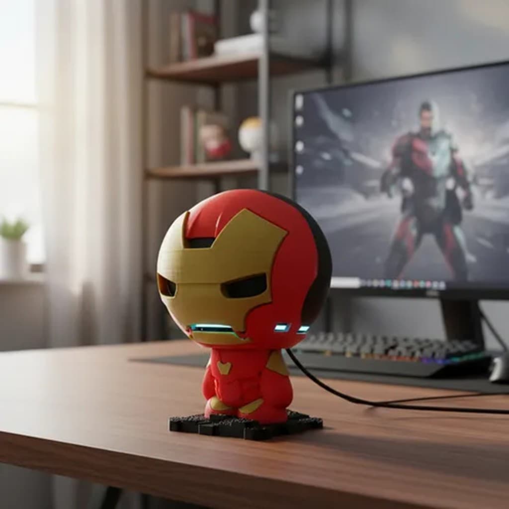 Suporte Alexa Echo Dot 4 ou Echo Dot 5 Homem De Ferro / Iron Man Marvel Presente decoração criativa