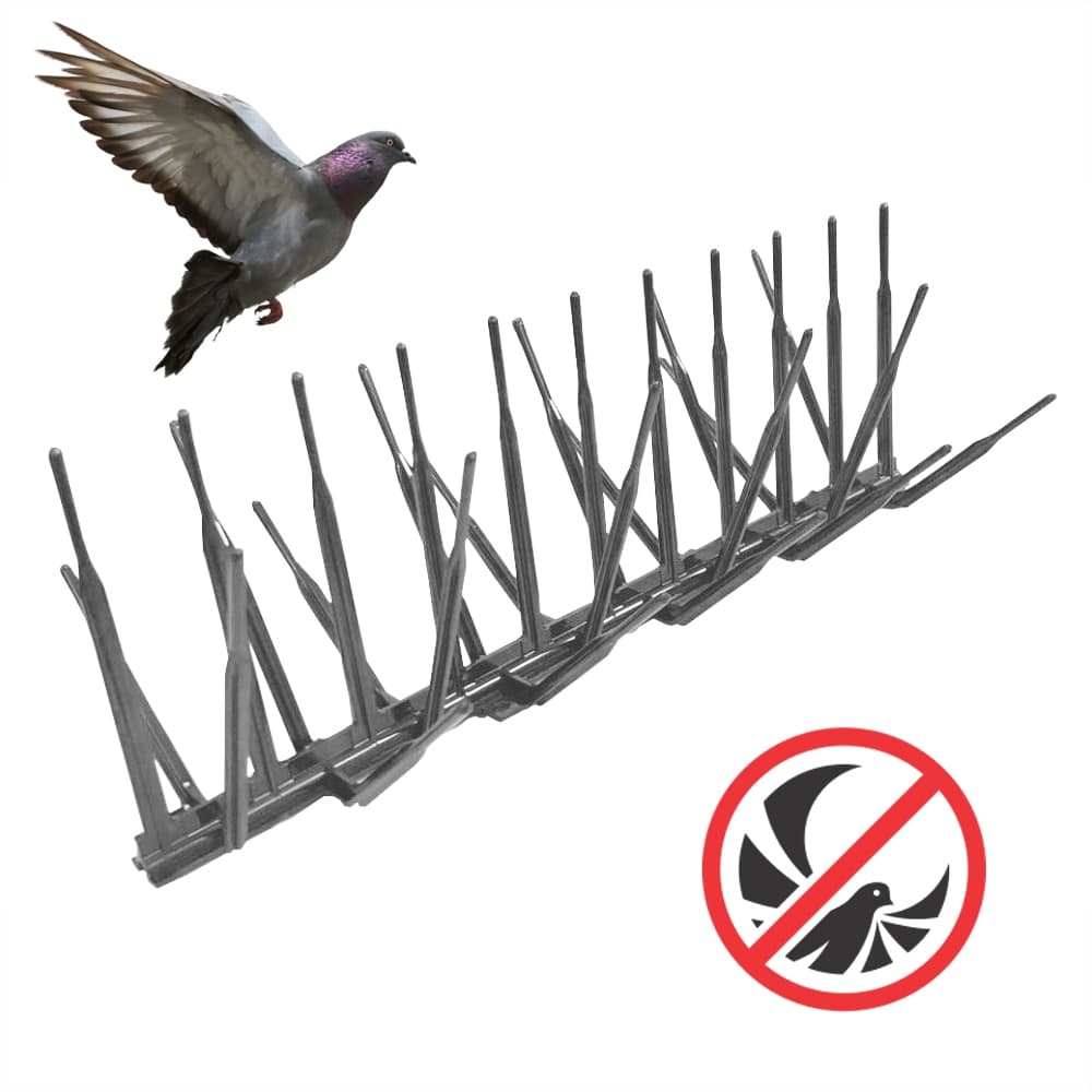Kit 10 Pçs Cinza Espícula Anti Pombos Pardais Aves Espeto Repelente 33cm Proteção para Telhados Beirais Muros e Sacadas