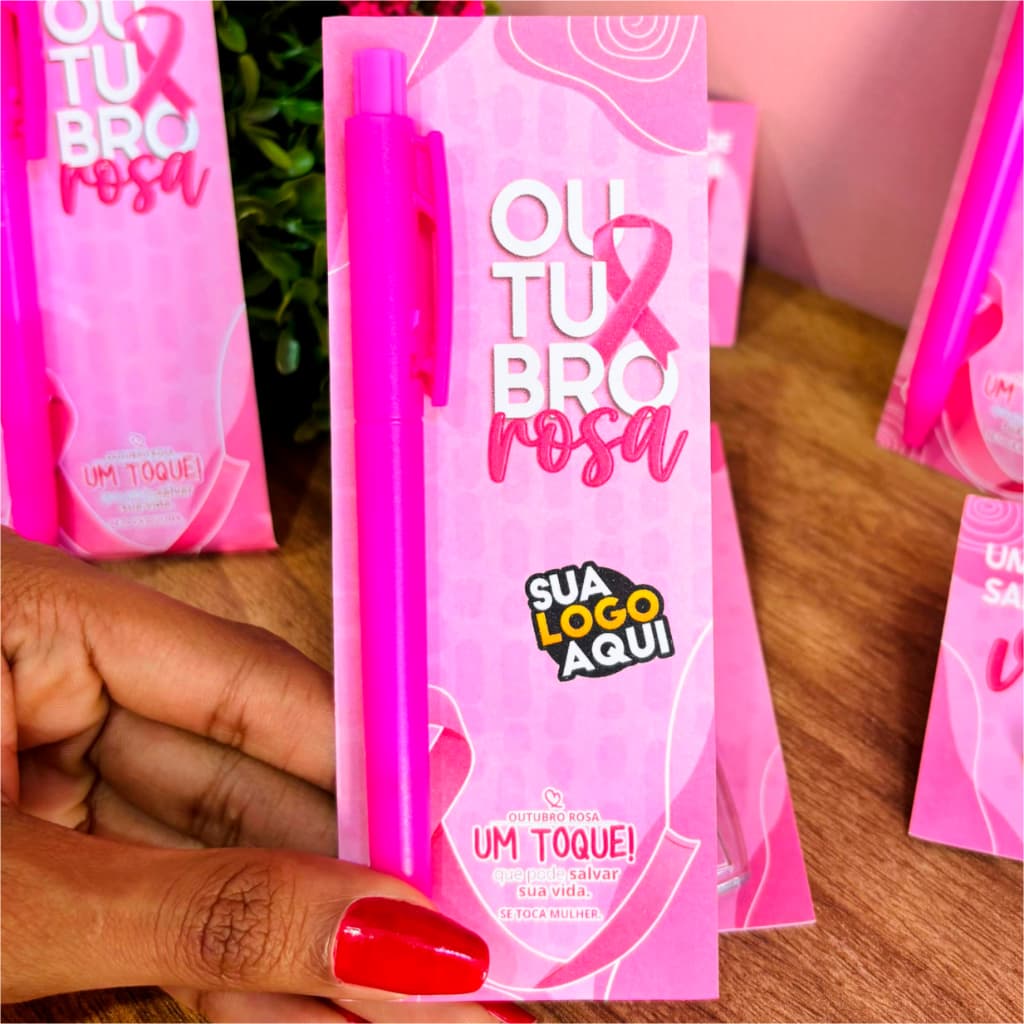 Lembrancinha outubro rosa - 20 Canetas com tag / Personalizamos logo na tag / Mimo campanha