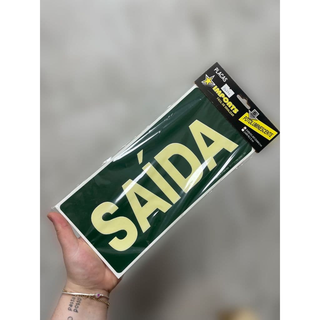 PLACA EM PVC ANTI-CHAMA 2MM - SAIDA - FOTOLUMINESCENTE