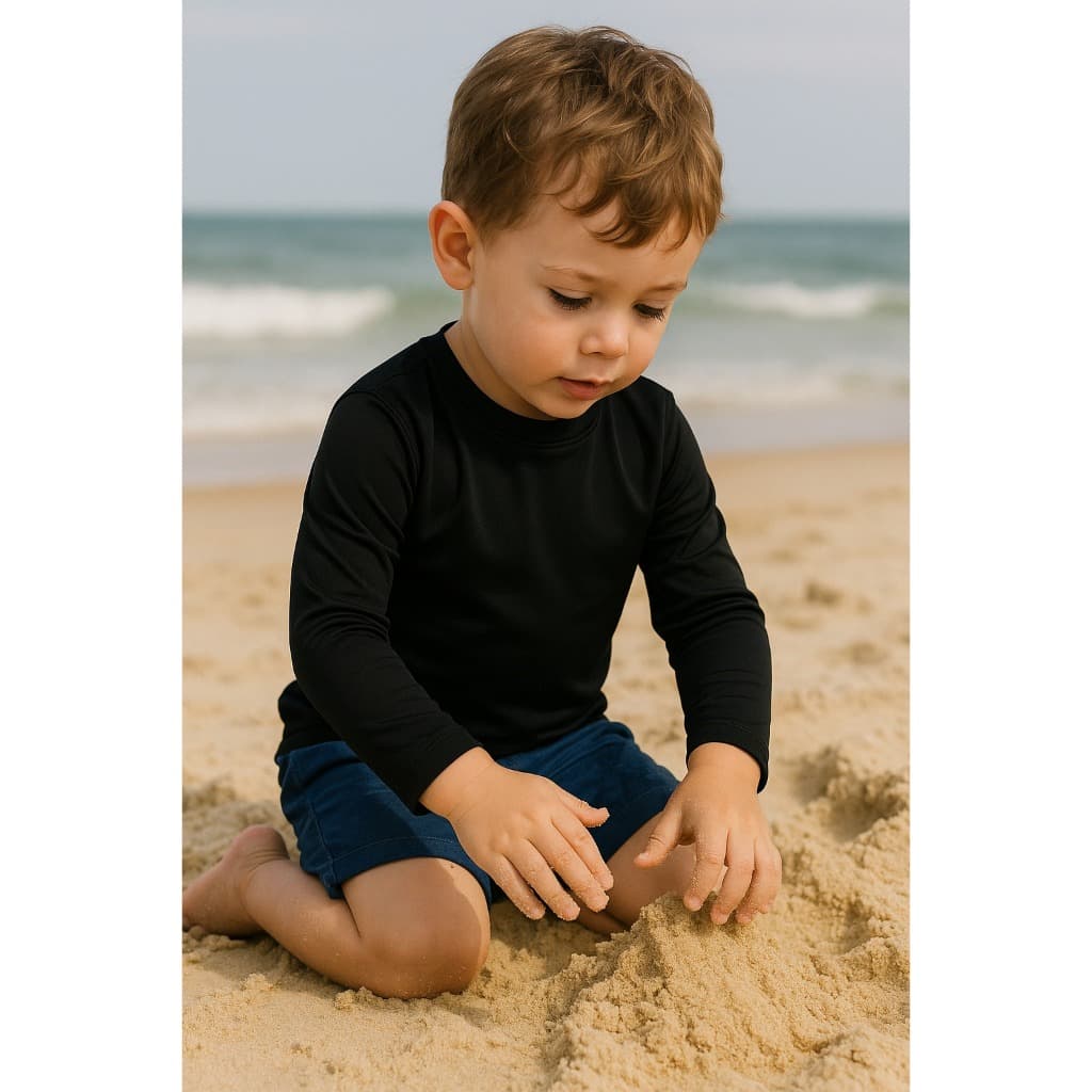 Camiseta Infantil UV50+ Lisa Unissex – Roupa Proteção Solar Para Praia e Piscina