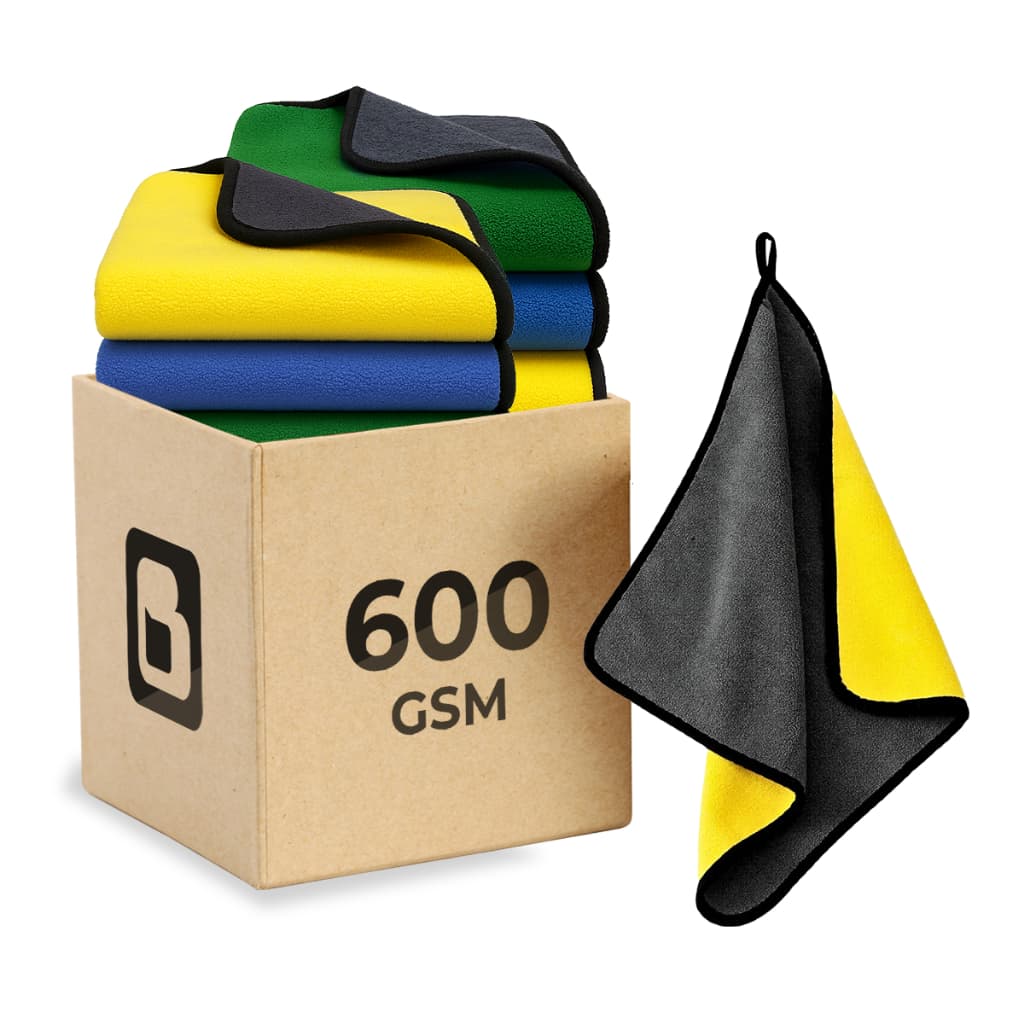 Kit Pano Flanela de Microfibra Automotiva P/ Lavagem Acabamento Sem Risco 600gsm 40x40cm Dupla Face