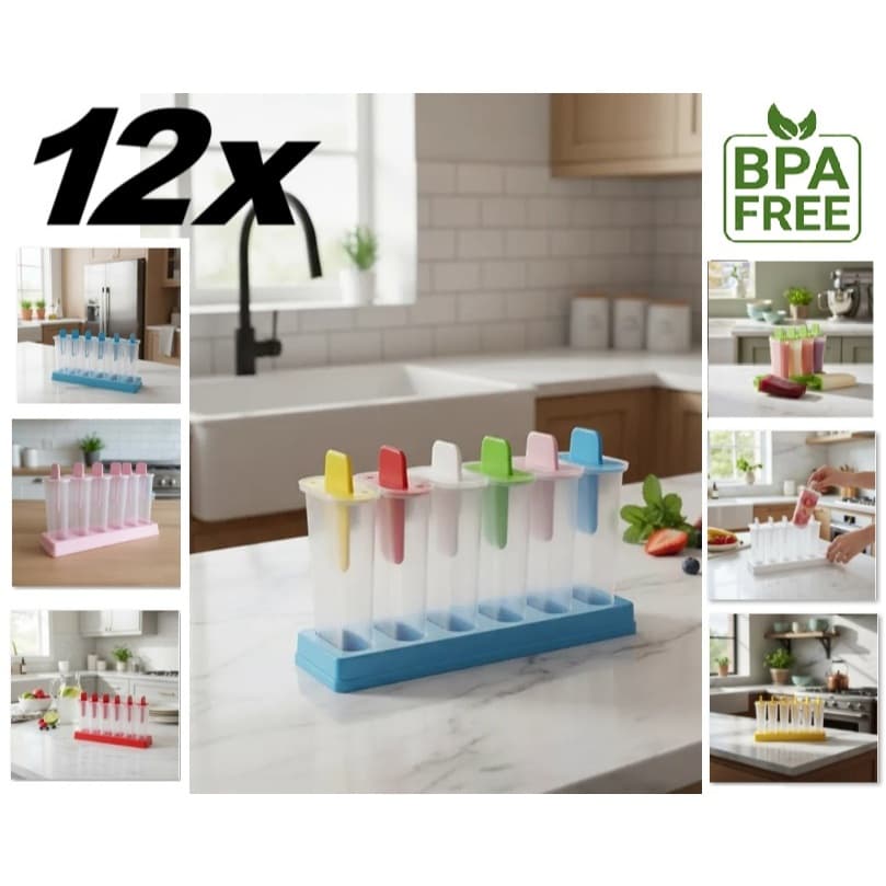 12 Formas Para Sorvete Picolé Cores - BPA Free