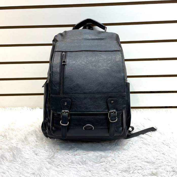 Bolsa Mochila De Couro PU Masculina Impermeável Vintage#8021