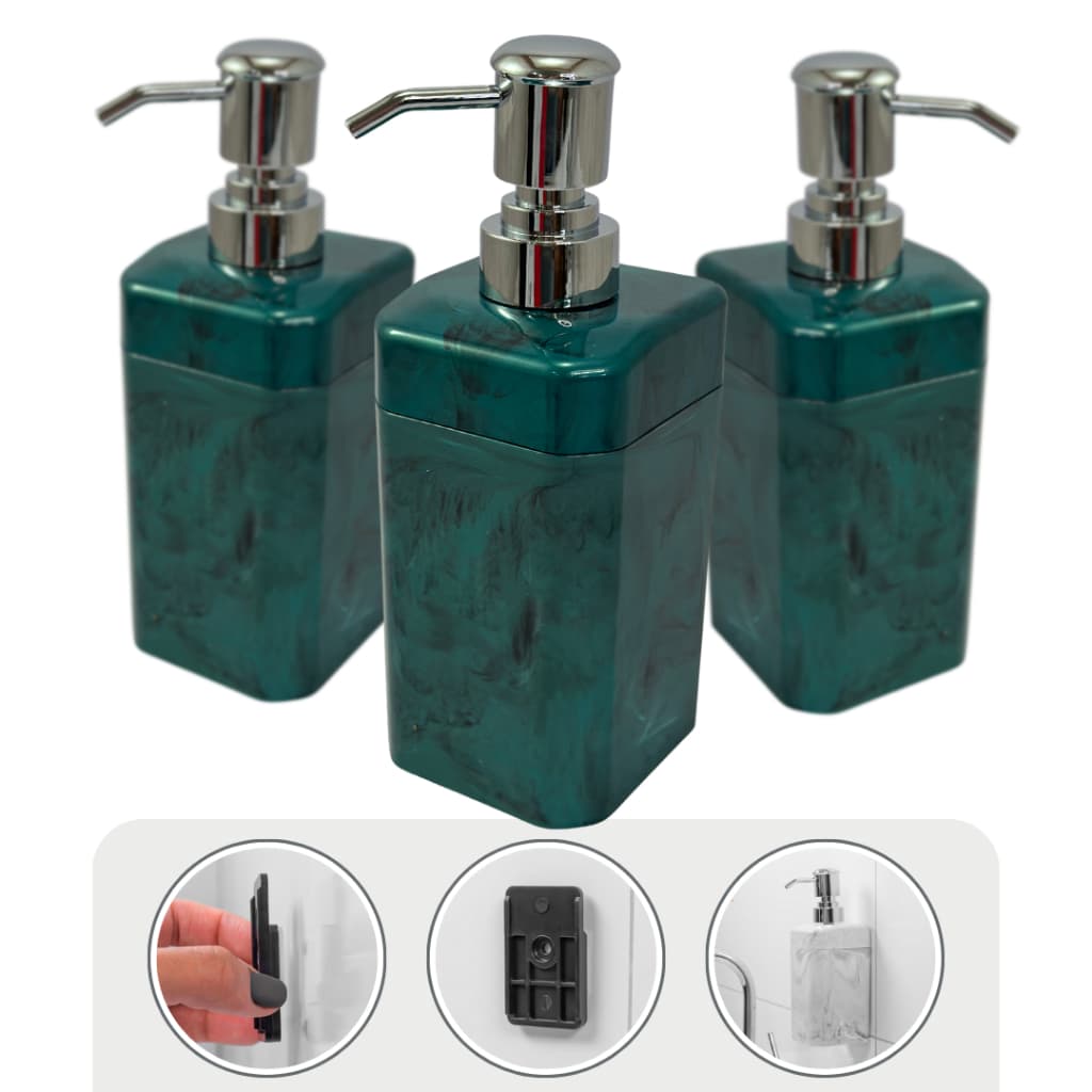 Kit 3 Dispenser Sabonete Líquido Moderno Prático Top Porta Sabonete E Sabão Para Banheiro Cozinha
