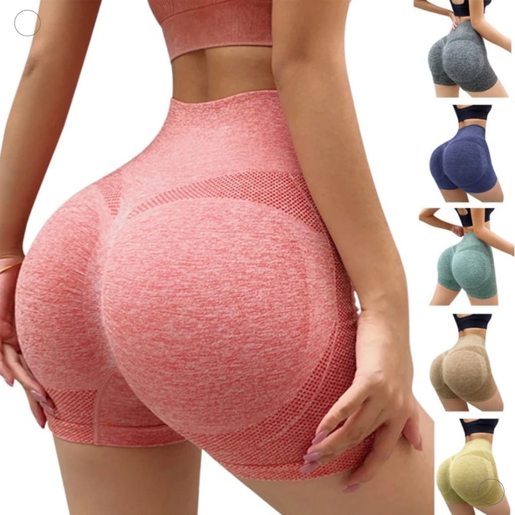 Short Esportiva Academia Yoga Feminina Cintura Alta Elástica Levanta Bumbum