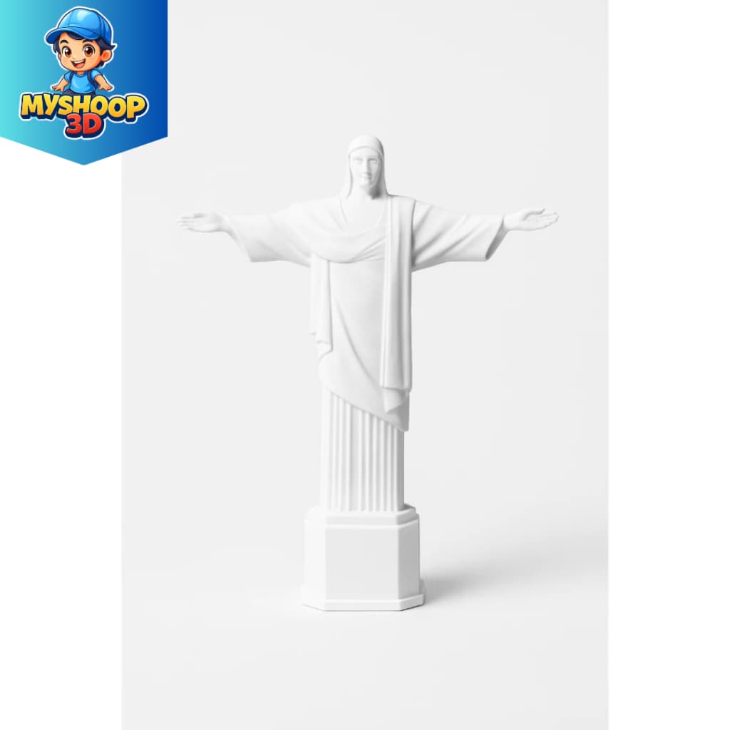 Escultura Cristo Redentor Rio de Janeiro 10cm – Lembrança Decorativa Impressão 3D Branco