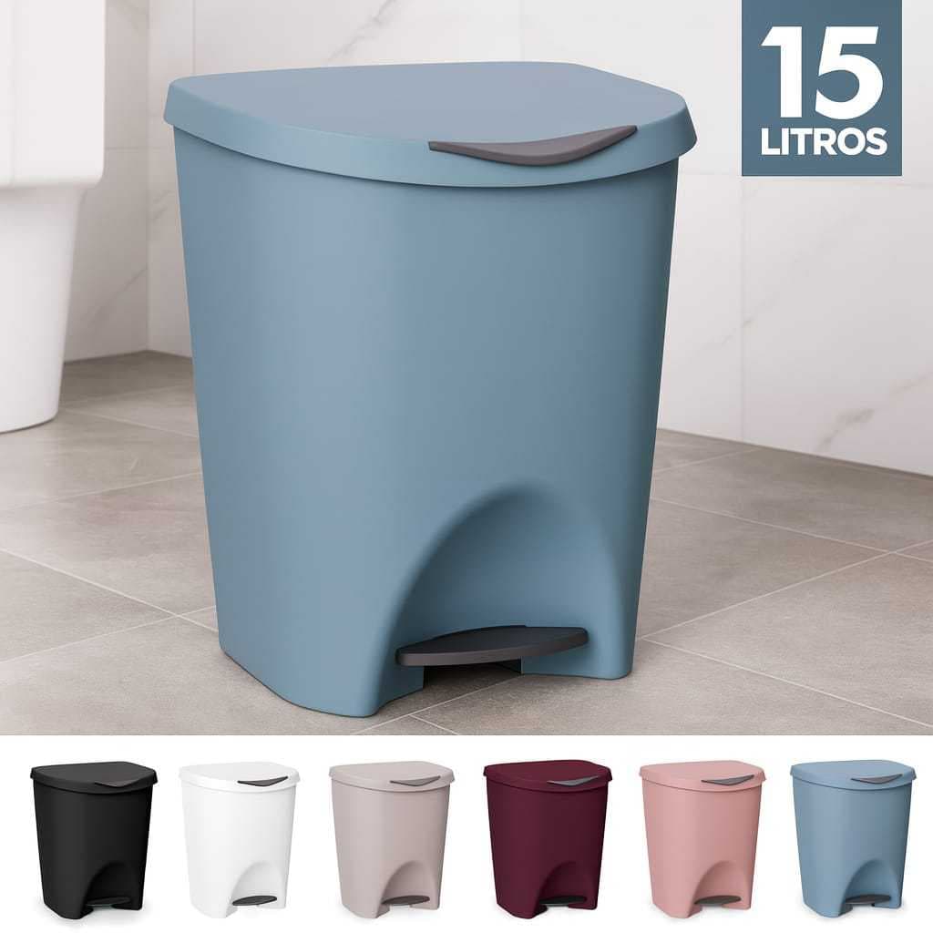 Lixeira Com Pedal Cozinha Banheiro 15 Litros Cores Diversas Acabamento Polido Resistente Otima Qualidade Limpeza