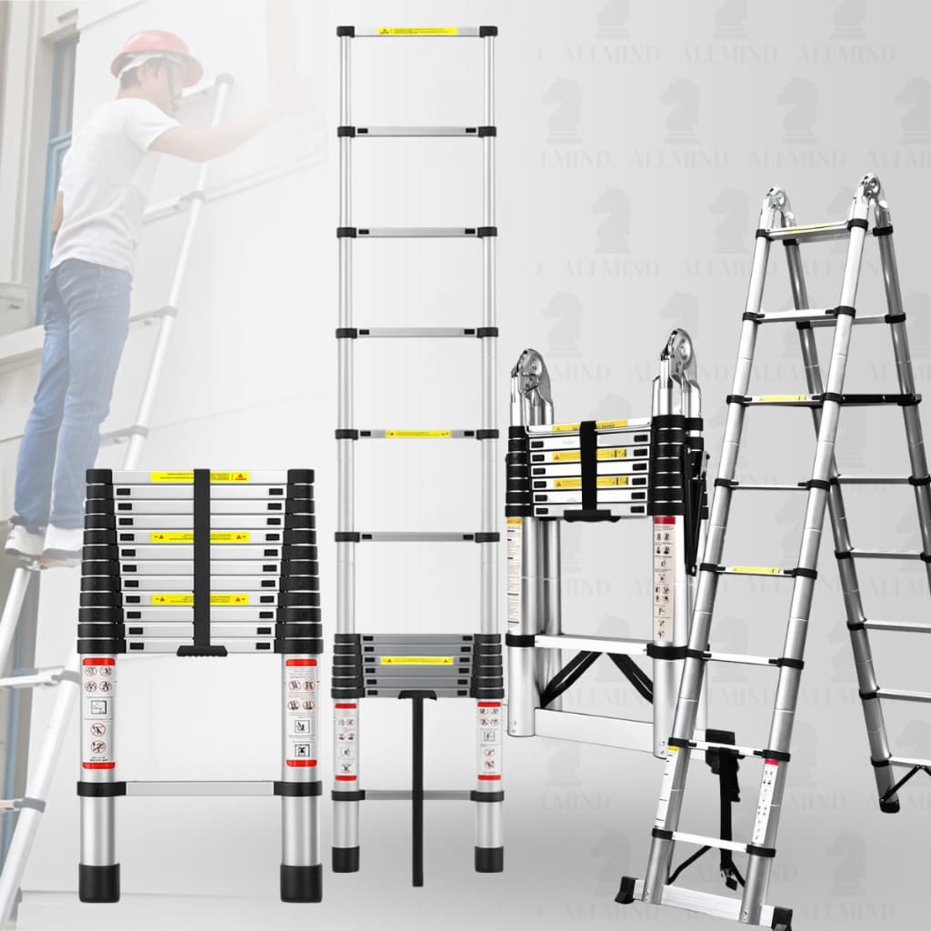 Escada Extensiva Telescopica Dobravel de Aluminio 5 Metros Facil Transporte Multifuncional