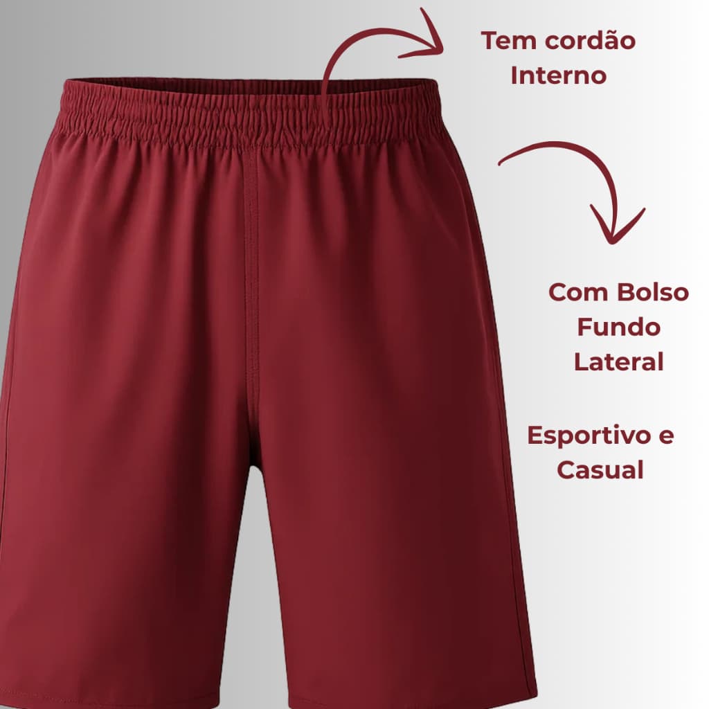 Kit 2 Short Mauricinho Masculino Tactel Grosso Bermuda Lisa Masculina Shorts de Elástico
