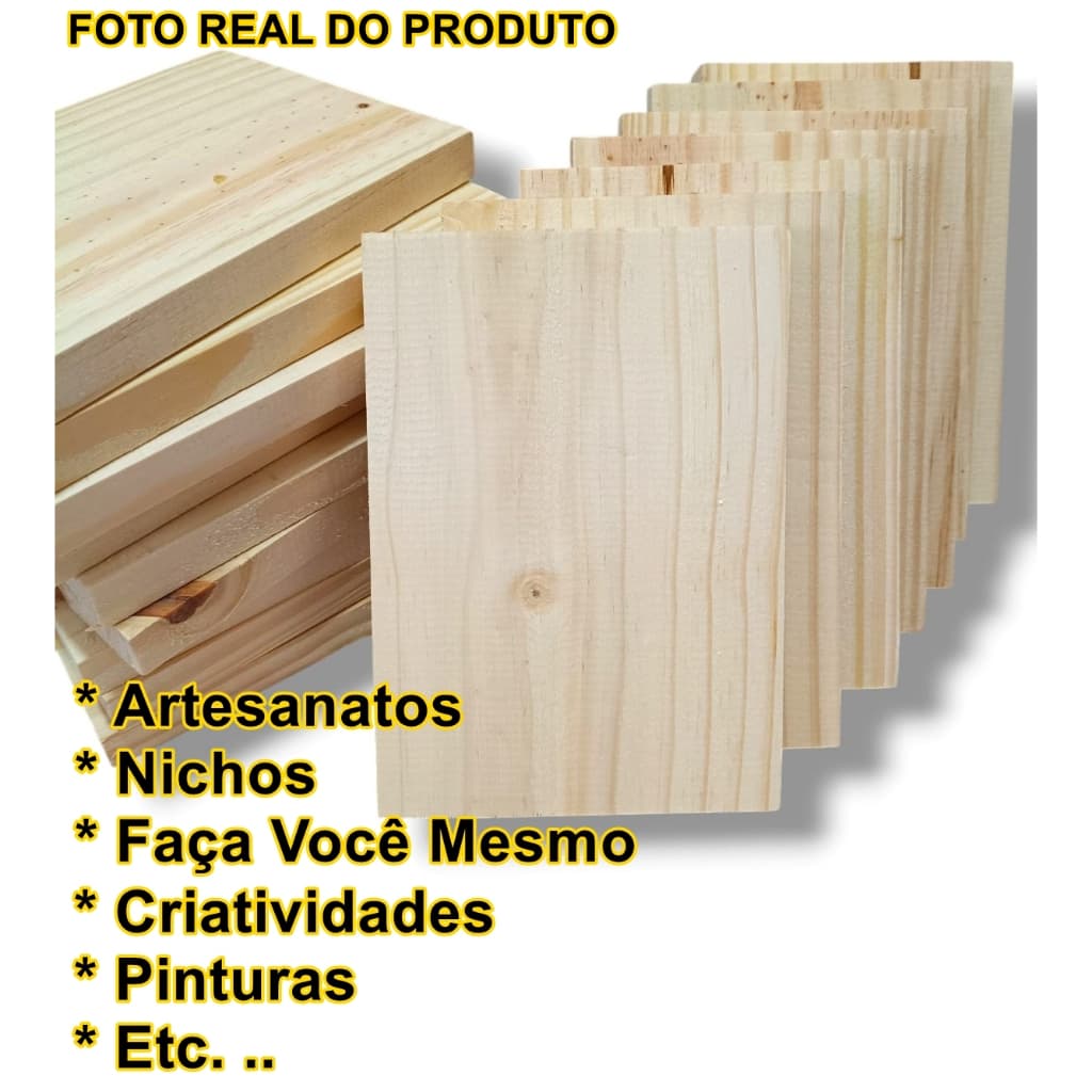 / Art & Lar / Kit com 15 Peças de Madeira Placas 20x14x2 cm Maciça