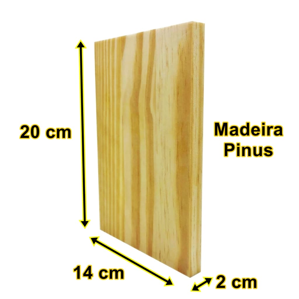 Kit 15 Placas de Madeira Maciça 20x14X2 Pinus Natural Artesanatos