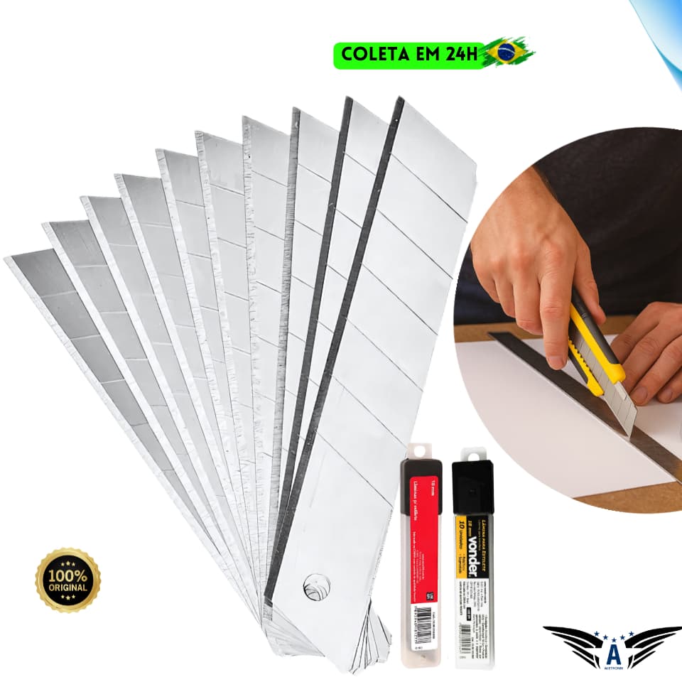 Kit 10 20 40 Lâminas Profissional Aço Para Estilete 18mm Segmentada Alta Precisão Qualidade Vonder