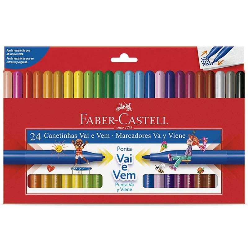 Caneta hidrográfica Vai e Vem 24 cores 150124VVZF Faber-Castell