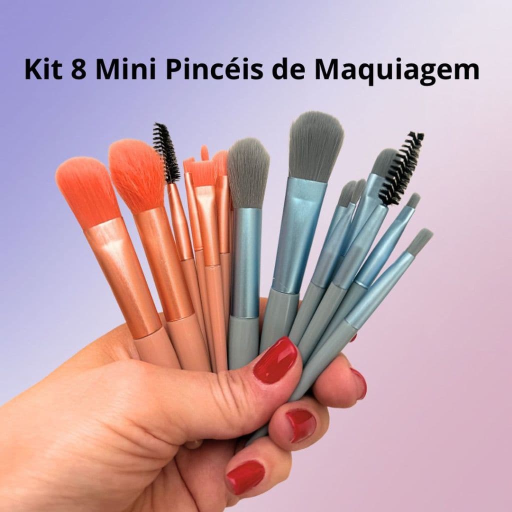 Kit 8 Mini Pincéis De Maquiagem com Estojo para Viagem