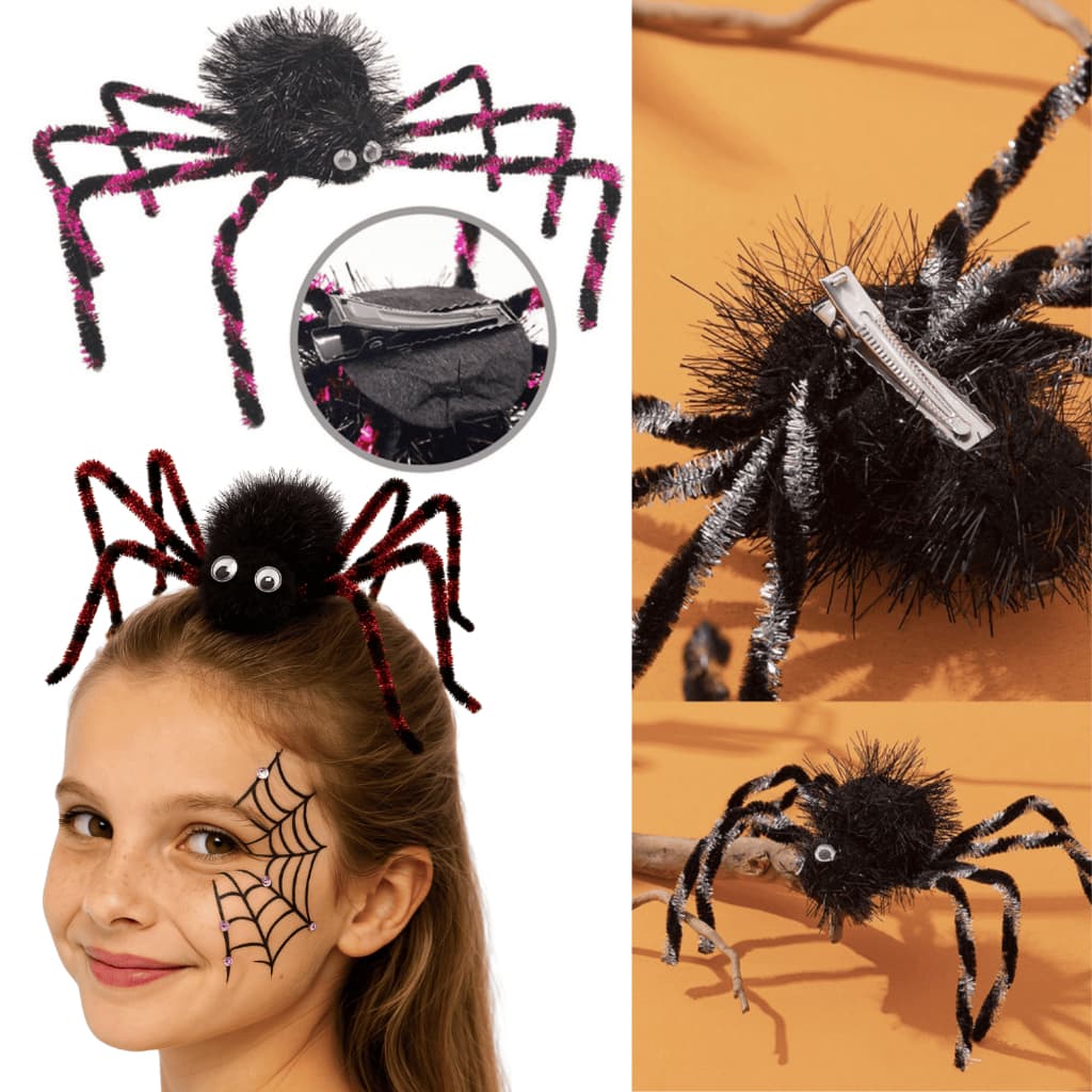 Presilha Aranha Acessório Cabelo Maluco Halloween Festa Estilo Acessório Carnaval Evento Escolar