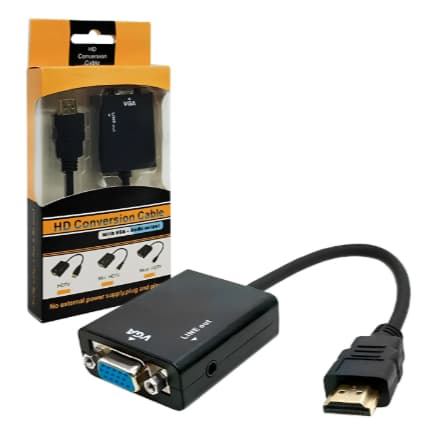 💻 Cabo Conversor HDMI para VGA com Áudio P2 – Conecte Monitor, Projetor e TV Fácil e Rápido 🎧