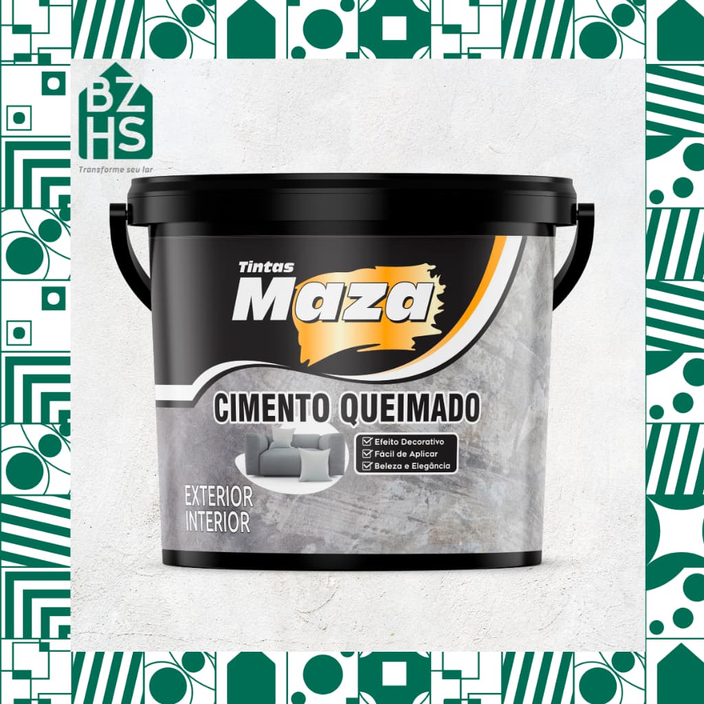 Cimento Queimado Decoração Revestimento para Paredes Interno e Externo Hidro-repelente Maza 5,6kg Cores