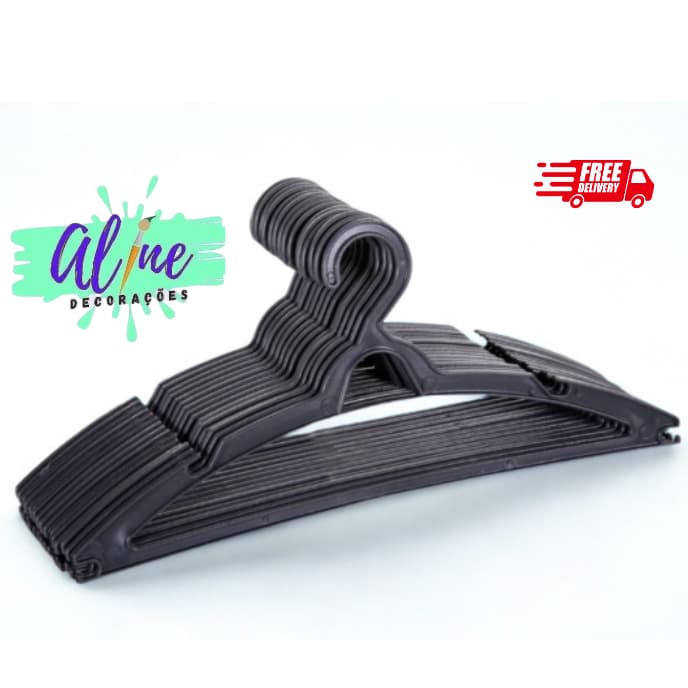 cabide preto para roupa adulto, grande e reforçado kit com até 150 unidades