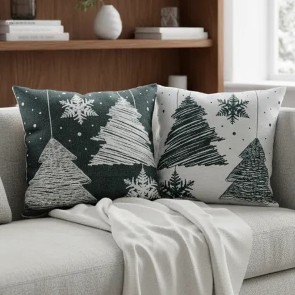 Almofada Natal com enchimento ou Capa de Almofada  Natalina em Tecido Jacquard  Decoracão Natal