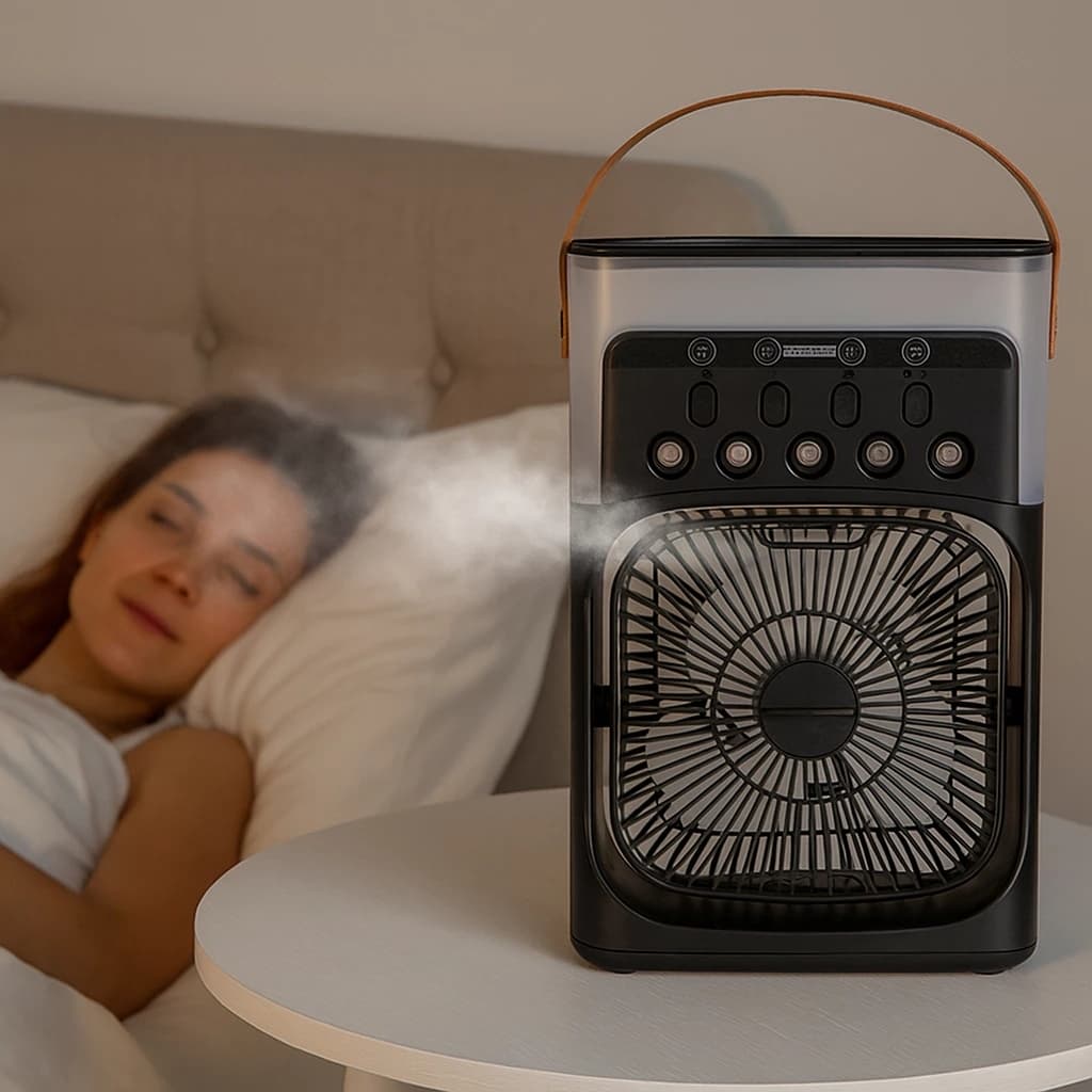 Climatizador Ventilador  LED Preto Umidificador Purificador Ar Condicionado Mini Refrigeração